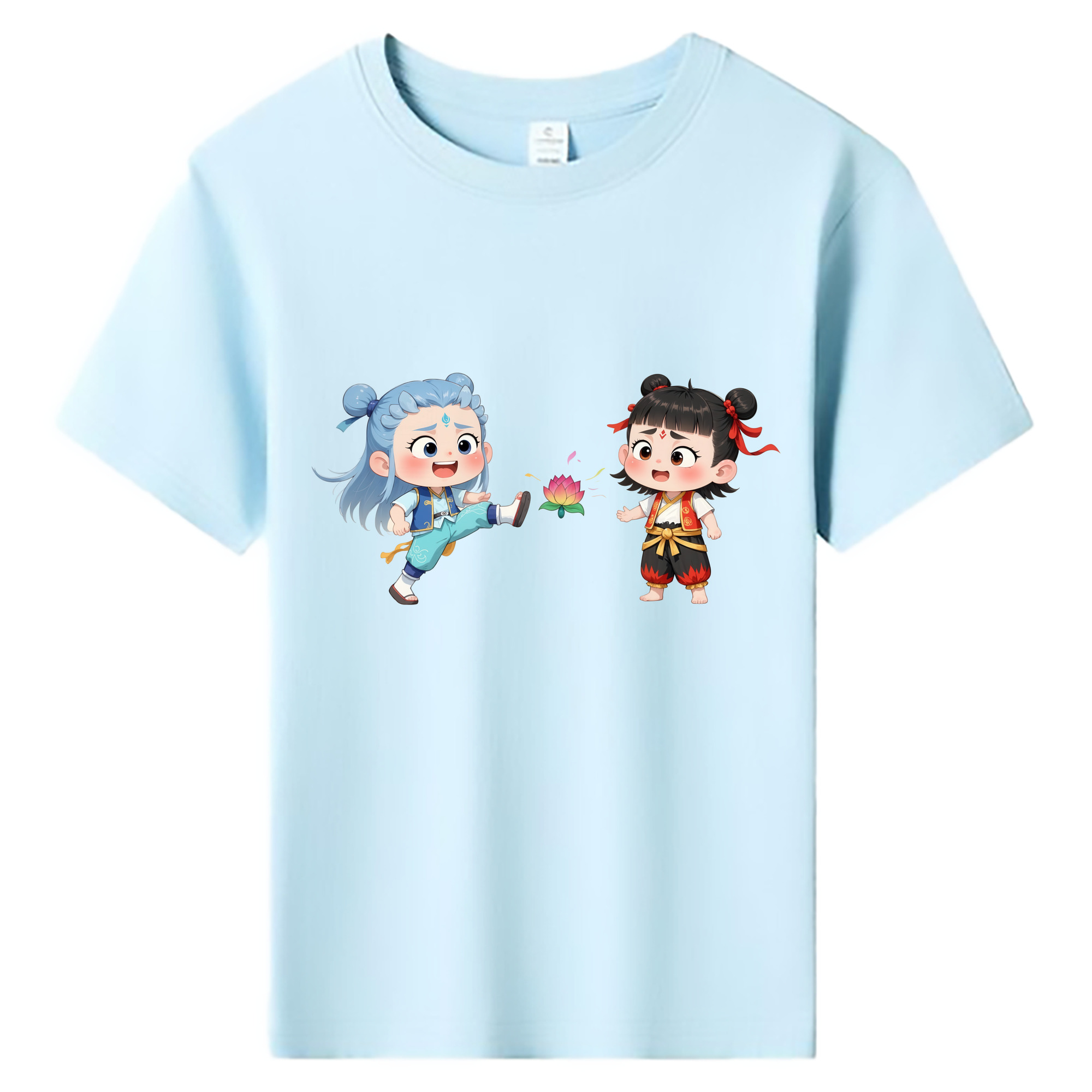 （画像用） Ne Zha 2 ナタ 魔童の大暴れ 綿100％キッズTシャツ（フロントプリント）